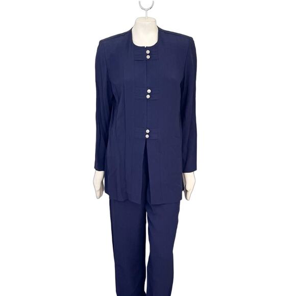 VTG R&M RICHARDS 2 Piece Conservative Pantsuit Set in Navy Blue SZ 8 - Picture 12 of 12